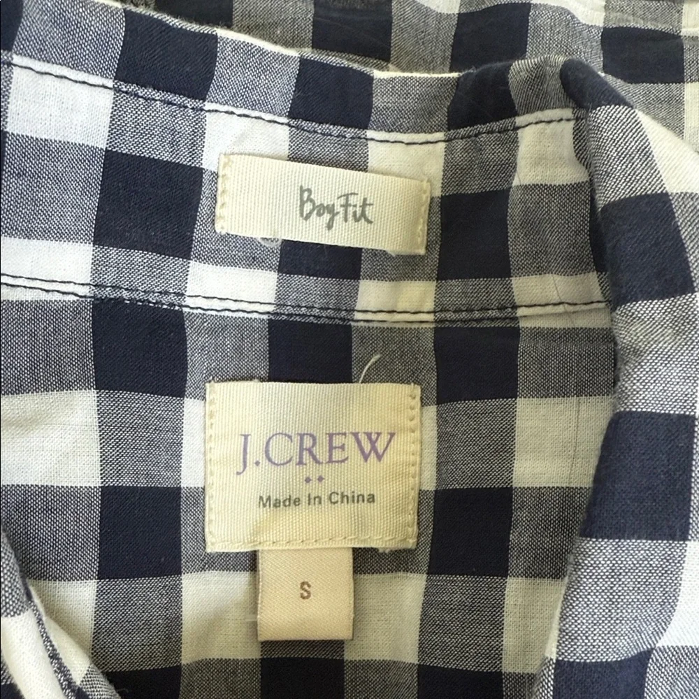 J. Crew Navy and White Plaid Men's Shirt